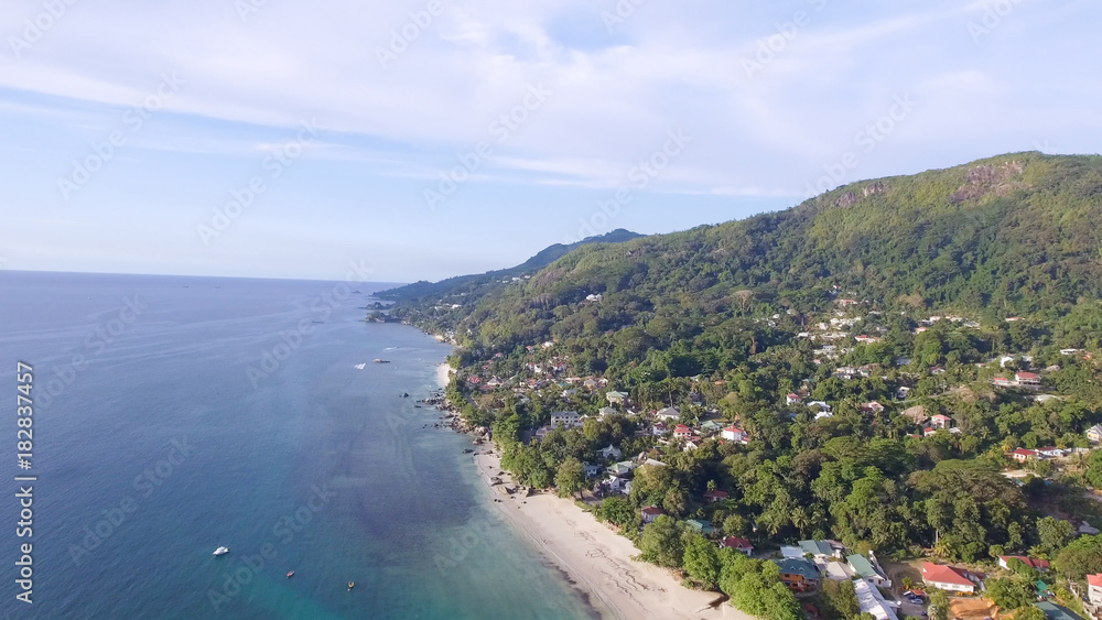Aerial view of beautiful beach and mountains
