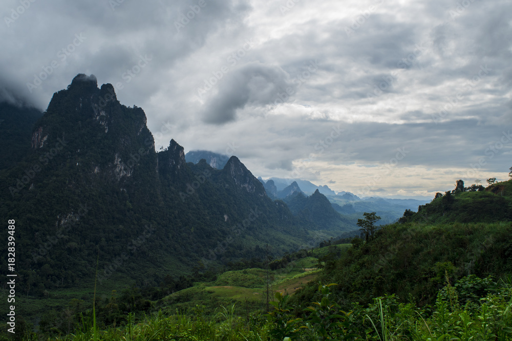 Phachao mountain near phoukhoun, Road goes to Luangprabang and Xiengkhouang Phachao mountain near phoukhoun, Road goes to Luangprabang and Xiengkhouang