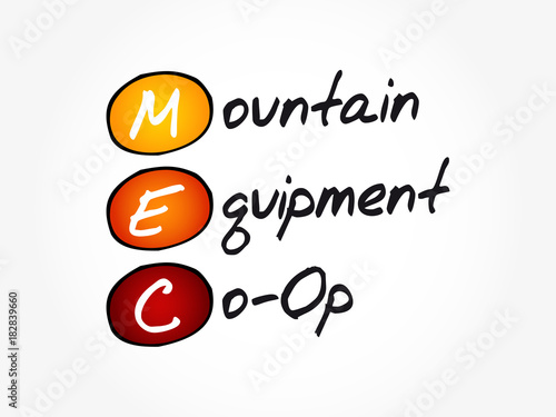 MEC - Mountain Equipment Co-Op acronym, concept background