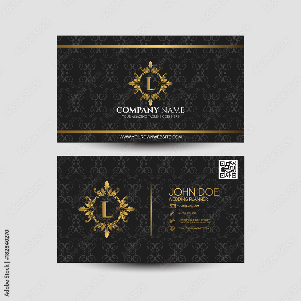 Naklejka premium Vintage Business Card with Black Pattern 