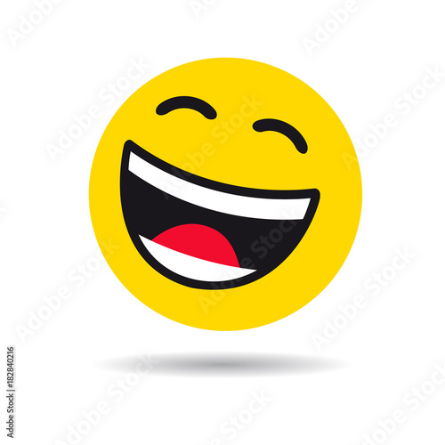 Big smiling emoticon symbol. Happy yellow smiley in a flat design on white background. Vector emoticon joy icon
