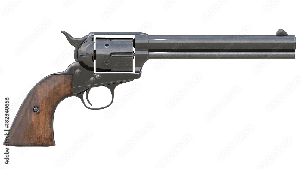 Vintage revolver isolated. 3D render