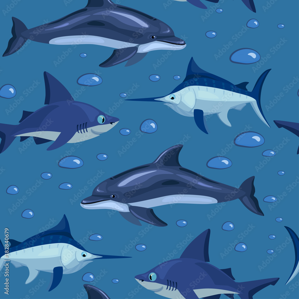 fishes, cartoon seamless pattern, stock vector fishes, cartoon seamless pattern, stock vector