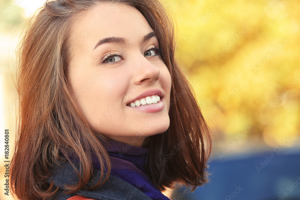 Beautiful smiling woman outdoors Beautiful smiling woman outdoors
