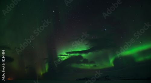 Northern lights (Aurora borealis) in the sky © Crustoff