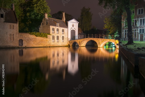 Lake of Love at night in Bruges, Belgium