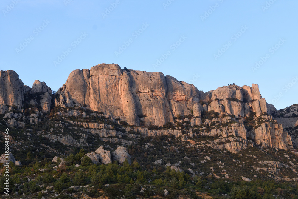 Fototapeta premium Sunset at the Montsant mountain near Morera de Montsant, Tarragona province, Catalonia, Spain