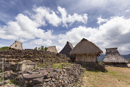 Tradtional houses in the Wologai village near Kelimutu in East Nusa Tenggara, Indoneisa. photo