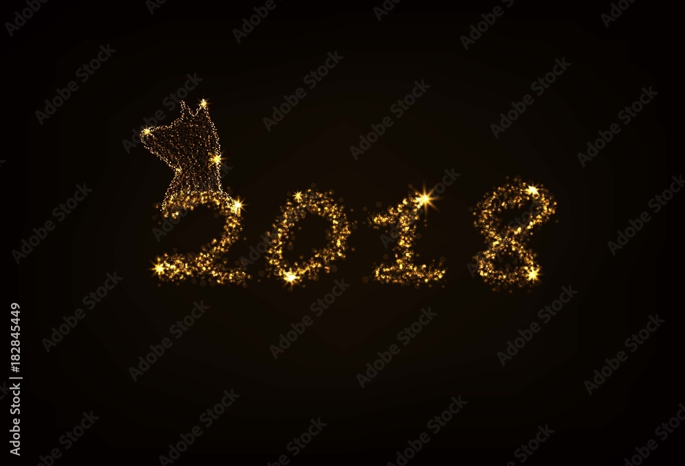 Happy new year dog 2018 gold color background. vector illustration Happy new year dog 2018 gold color background. vector illustration