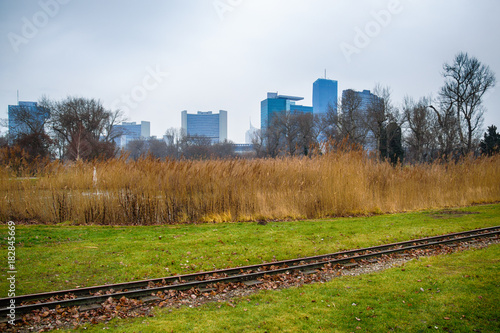 Vienna, Austria December 31, 2013: Vienna International Centre seen is Donaupark photo