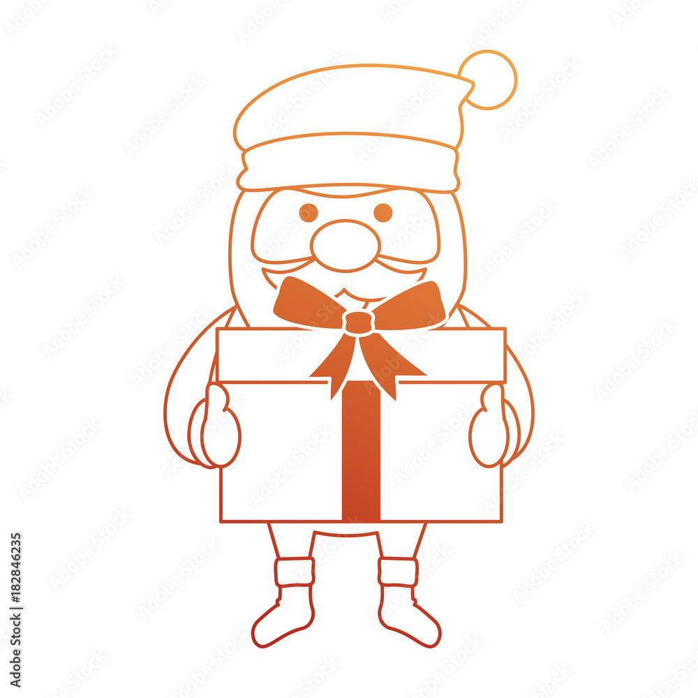 cute santa claus with gift present vector illustration design