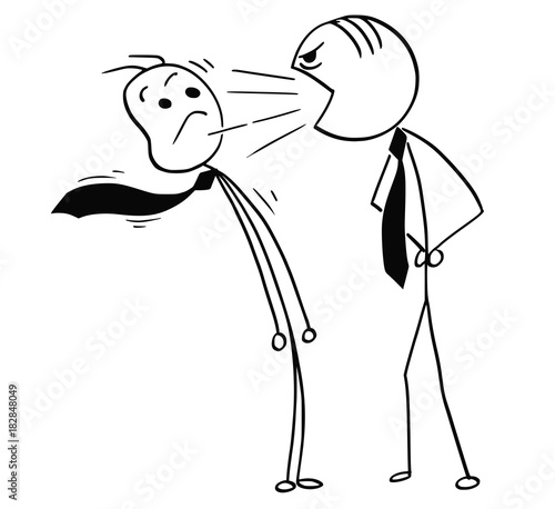 Vector Cartoon of Boss Yelling at Office Worker