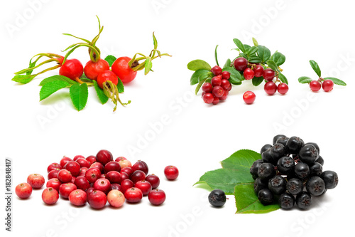 different berries isolated on white background