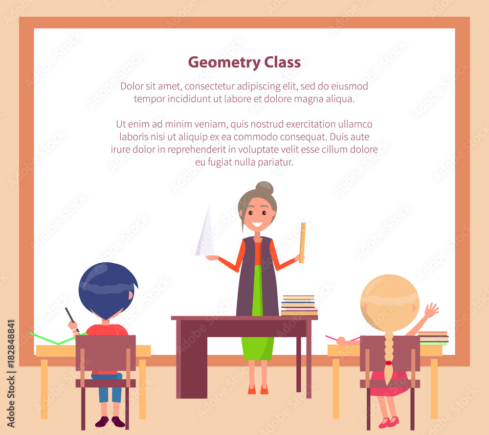 Fototapeta premium Geometry Class Web Banner with Place for Text