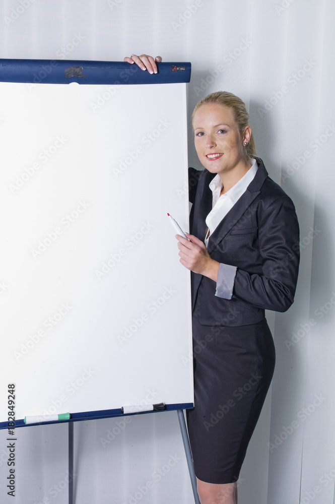 woman with flip chart