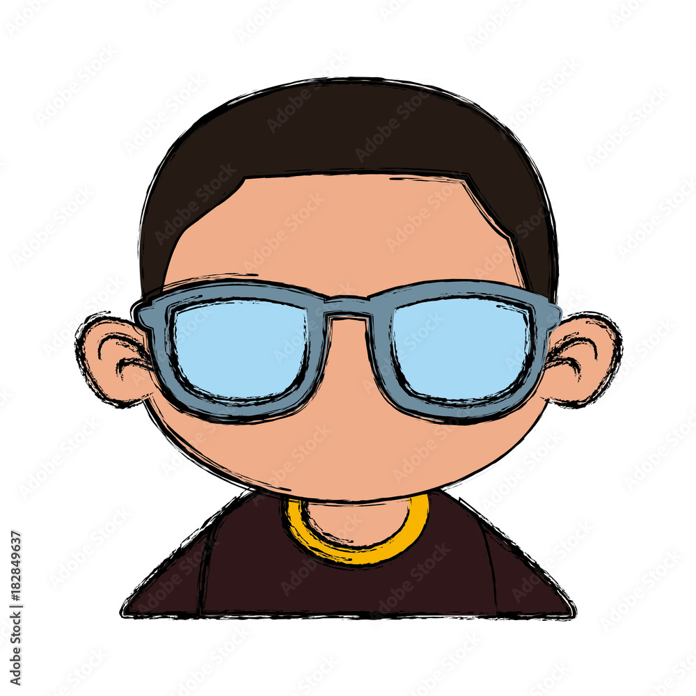 Cute boy with sunglasses cartoon icon vector illustration graphic design Cute boy with sunglasses cartoon icon vector illustration graphic design