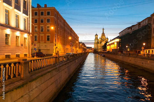 Petersburg  Russia - June 29  2017  Church of the Savior on Blood at Night.