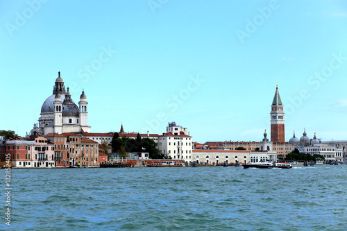 View of the bell tower of San Marco from the Grand Canal of Venice
