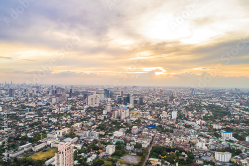 Bangkok metropolis skyline in twilight sunset