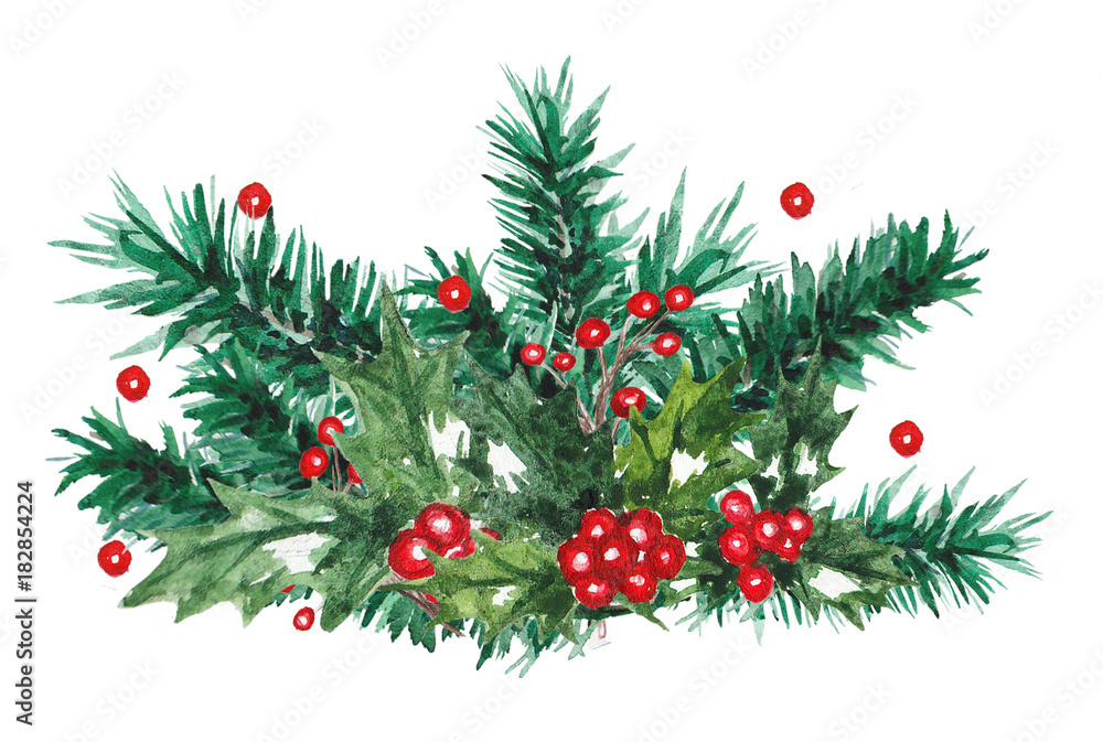 watercolor christmas composition watercolor christmas composition