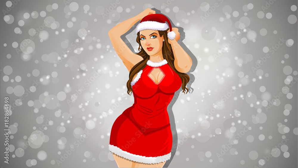 Santa Girl, Shopping girl, Christmas girl, Christmas, new year greetings Santa Girl, Shopping girl, Christmas girl, Christmas, new year greetings