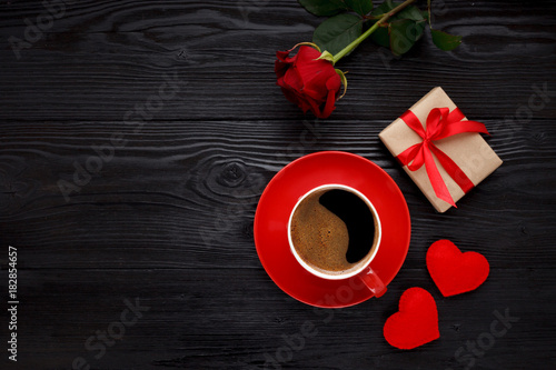 cup of coffee on black table