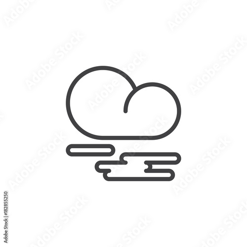 Mist fog and cloud line icon, outline vector sign, linear style pictogram isolated on white. Fog or smoke symbol, logo illustration. Editable stroke