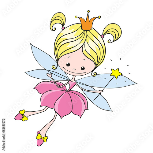 Little fairy. Sweet lady fairy tale. Vector character on a white background.