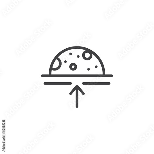 Rising moon line icon, outline vector sign, linear style pictogram isolated on white. Night full moon rise symbol, logo illustration. Editable stroke