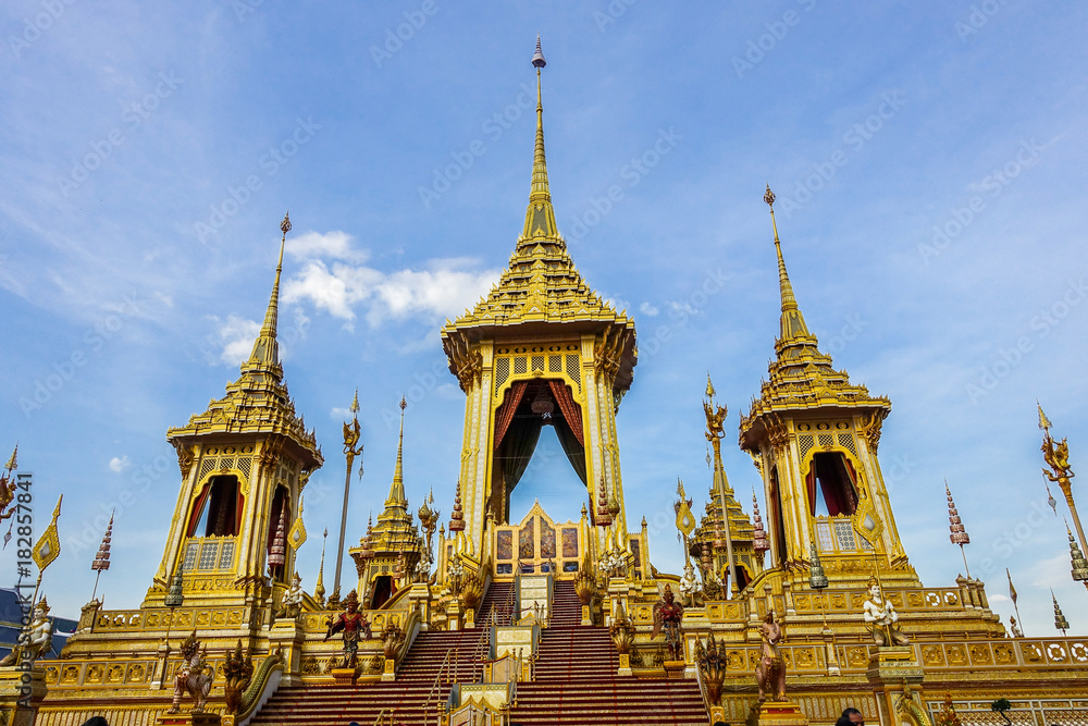Fototapeta premium Bangkok,Thailand : November 29, 2017, The Royal Crematorium for HM King Bhumibol Adulyadej at Sanum Luang 