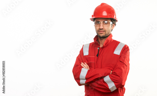 Professional engineer worker in a helmet