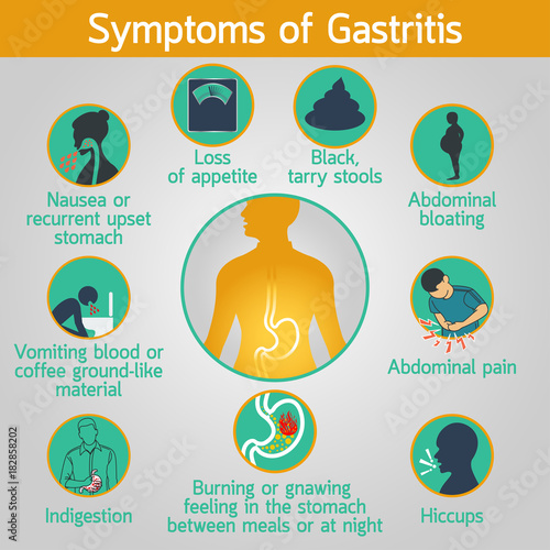 Symptoms of Gastritis vector logo icon illustration