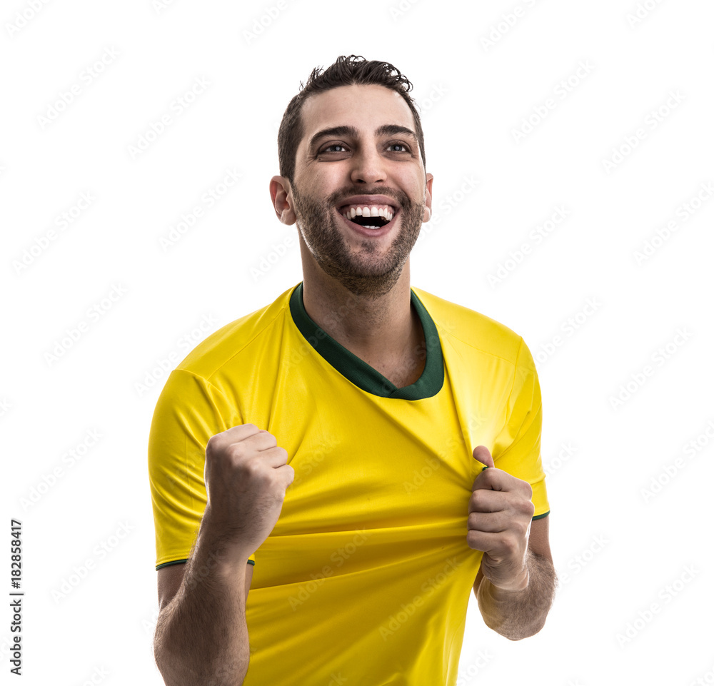 Fototapeta premium fan celebrating on white background