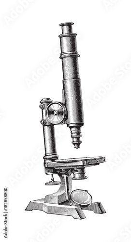Old microscope / vintage illustration photo