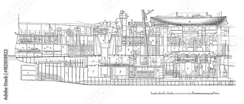 Cruiser Infanta Maria Teresa (Spain) / vintage illustration