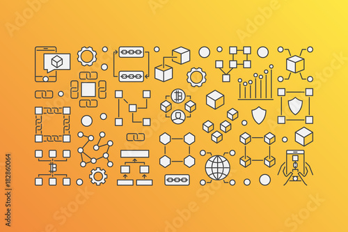 Blockchain modern banner - vector block-chain technology