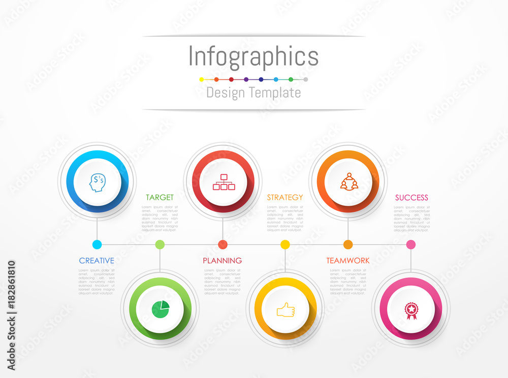 Infographic design elements for your business data with 6 options, parts, steps, timelines or processes. Vector Illustration. Infographic design elements for your business data with 6 options, parts, steps, timelines or processes. Vector Illustration.