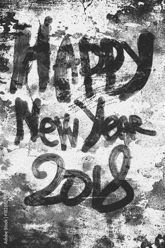 Grunge style greeting card for Merry Christmas and Happy New Year 2018