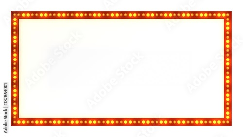 Red Marquee light board sign retro on white background. 3d rendering