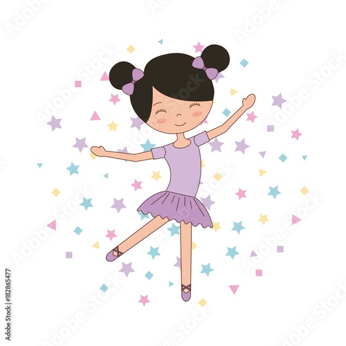 ballet little girl dancing with stars decoration vector illustration