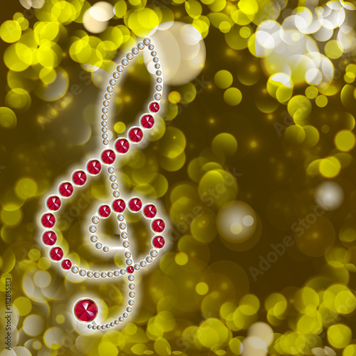 musical background gem stones treble clef
