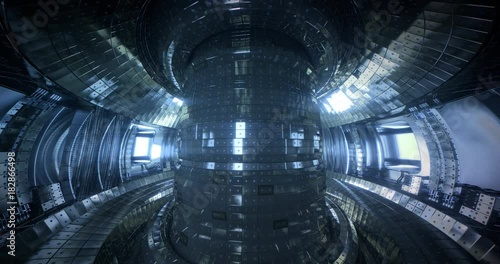 Fusion reactor Tokamak. Reaction chamber. Fusion power. Seamless loop 4k uhd High quality realistic animation  photo