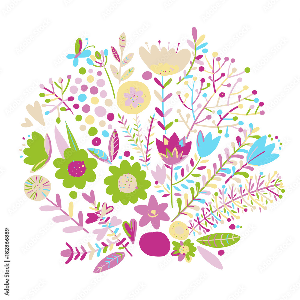Floral frame, sketch for your design Floral frame, sketch for your design
