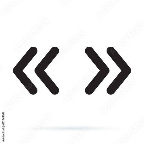 Vector double rounded chevron arrows. Fast forward, skip or next and previous sidebar tab icon.