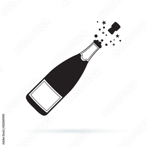 Illustration of champagne bottle explosion icon