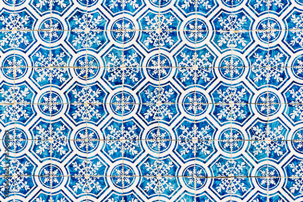 Beautiful Ceramic Wall Texture Pattern In Lisbon, Portugal Beautiful Ceramic Wall Texture Pattern In Lisbon, Portugal