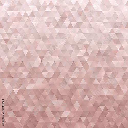 Tapety Różowe złoto geometryczne Low Poly tło wektor. Różowy metaliczny gradient fasetowany poziome wzór. Błyszczące Trójkąty. Zestaw zawiera próbkę wzoru.