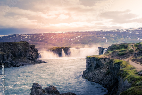 iceland: Waterfall and river