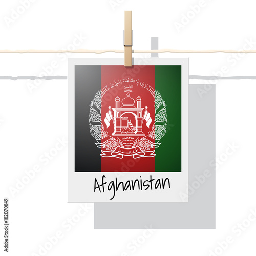Asian country flag collection with photo of Afghanistan flag , vector , illustration