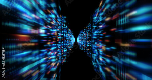 3D Futuristic abstract background. Motion graphic for abstract data center, server, internet, speed. 